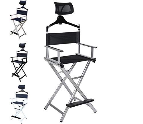 Floreo Look Silla Sillon Plegable de Aluminio para Maquillaje maquillador Makeup Artist (Plata)