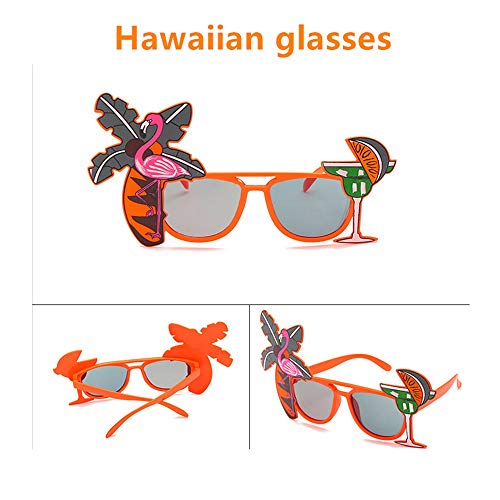 FLZONE Gafas Novedosas,4 Pares de Gafas de Sol Hawaianas Tropicales para Fiestas,Gafas Tropicales Hawaianas para Accesorios de Fotomatón