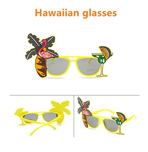 FLZONE Gafas Novedosas,4 Pares de Gafas de Sol Hawaianas Tropicales para Fiestas,Gafas Tropicales Hawaianas para Accesorios de Fotomatón