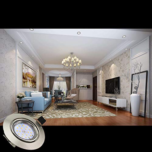 Foco Empotrable | Led Gu10 Luz de Techo 5W equivalente a incandescente 60W | Blanco Frío 6000K 600Lm | Ojos de Buey Marco Redondo AC220V-240V | bombilla LED para salón o dormitorio cocina etc 6 piezas