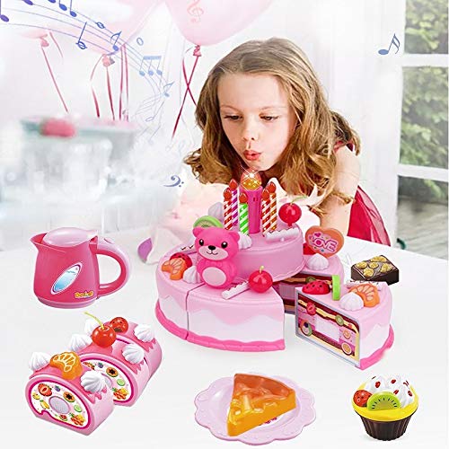 Foneso Alimentos de Juguete, Juego de Juguetes para Pasteles, 80 Piezas de Juguetes de Postre de Pastel de Simulación para Niños, Accesorios de Cocina, Juguetes Educativos para la Primera Infancia