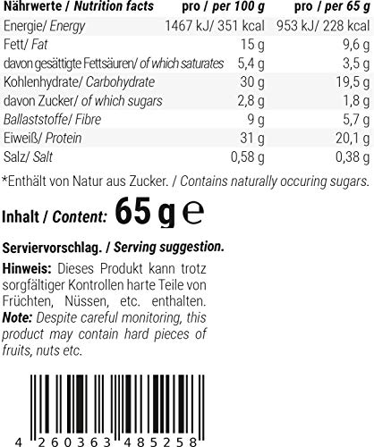 foodspring Barritas De Proteína Extra Choco, Crunchy Peanut, 12 x 65g, una auténtica chocolatina con 90% menos de azúcares