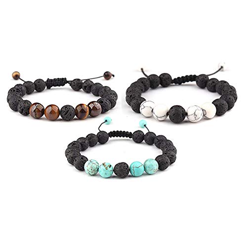 FOR TMT Lava Pulseras Ajustable Lava Rock Stone Aceite Esencial Difusor De Ansiedad Pulsera Meditación Relax Curación Aromaterapia para Mujeres Hombre Regalo como Imagen2