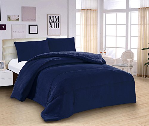 ForenTex - Edredón nórdico de 600g (L-3068) Azul Cama 150 cm, 250 x 260 cm Parte Superior Microseda Parte Inferior Borreguillo