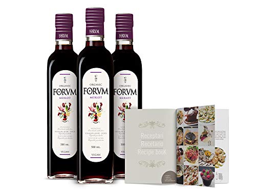 Forvm Merlot Ecológico, Vinagre de Vino Tinto, Fantástico para Cocinar, Usado 12 Años en el Menú de los Premios Nobel, Elaborado Artesanalmente, Producción Limitada, 2 Medallas Oro, Bot.Cristal, 500ml