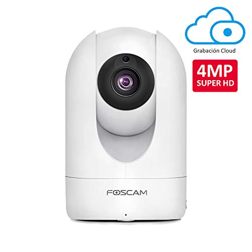 Foscam R4M 4MP Ultra HD Cámara IP PT WiFi 2.4Ghz/5Ghz Vigilancia, AI Detección Humana, Visión Nocturna, Compatible con Alexa, (P2P, ONVIF)