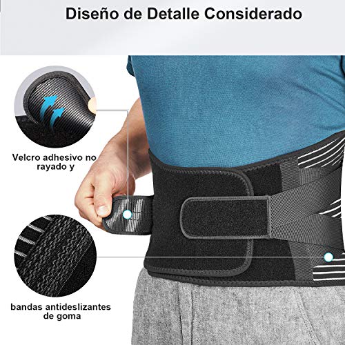 FREETOO Cinturón de Apoyo Lumbar, Cinturón de Presión Ajustable de Doble Capa, Ligero y Transpirable Faja de Espalda para la Protección en el Trabajo, Dolor de Espalda (Actualizar XXL)