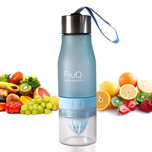 FruQua by Ayka Solutions - Botella de agua de tritan con infusor de frutas sin BPA, 650 ml - Incluye un libro electrónico gratis con recetas de infusiones de frutas - Producto a prueba de fugas - Disponible en 7 vibrantes colores, hombre Infantil mujer, a