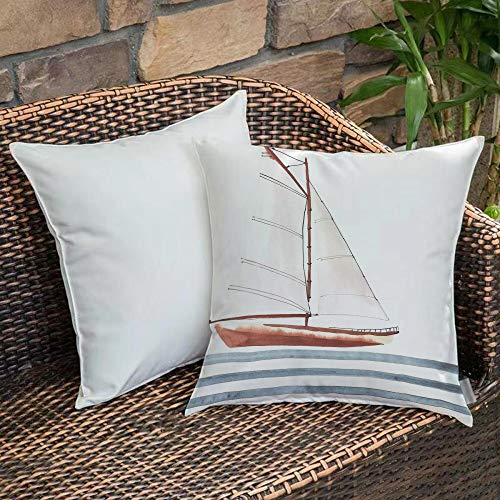 Funda de Cojín duradero Fundas de Almohada Decorativa,Náutico, deje que sus sueños naveguen con cita de Motivación de barco en olas, estilo de vida,Funda de Cojín con Cremallera Invisible 45 x 45 cm