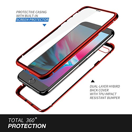 Funda para iPhone 7 Plus/8 Plus, ZHIKE Estuche de Adsorción Magnético Frente y Parte Posterior de Vidrio Templado Cobertura de Pantalla Completa Diseño de una Pieza Cubierta para iPhone 7 Plus/8 Plus