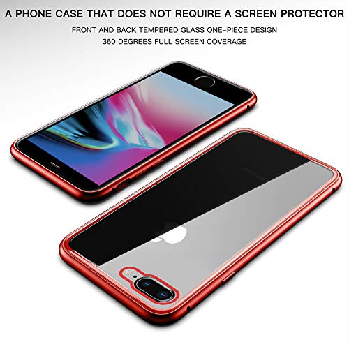 Funda para iPhone 7 Plus/8 Plus, ZHIKE Estuche de Adsorción Magnético Frente y Parte Posterior de Vidrio Templado Cobertura de Pantalla Completa Diseño de una Pieza Cubierta para iPhone 7 Plus/8 Plus