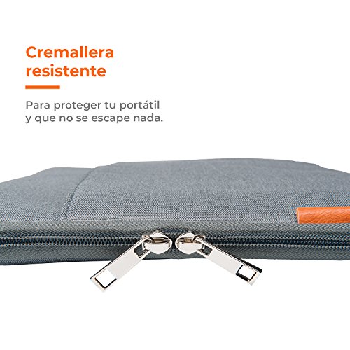 Funda para Ordenador portátil Macbook Pro 15 Pulgadas. Maletín Protector de Ordenador portátil para Hombre y Mujer. Maleta o Bolsa para Ordenador portátil Macbook Pro 15”. Color Gris, asa marrón