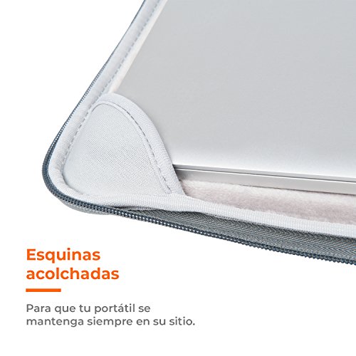 Funda para Ordenador portátil Macbook Pro 15 Pulgadas. Maletín Protector de Ordenador portátil para Hombre y Mujer. Maleta o Bolsa para Ordenador portátil Macbook Pro 15”. Color Gris, asa marrón