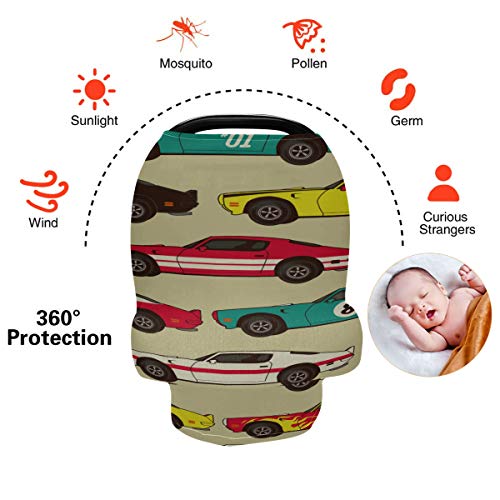 Fundas para sillas altas de dibujos animados al aire libre Retro Fashion Doodle Car Nursing Carseat Covers Shopping Cart Cover for Girls Nursing Car Seat Cover Girl Protege a bebés y madres lactante