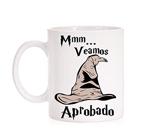 FUNNY CUP Taza Sombrero seleccionador. Aprobado. Taza Divertida para aprobados en oposiciones, exámenes, o cursos. Taza Regalo