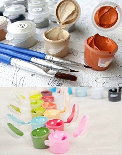 Fuumuui DIY preimpreso Lienzo Regalo de Pintura al óleo para Adultos niños Pintura por número Kits con Marco de Madera para la decoración casera -Hermanos Tigre 16 * 20 Pulgadas