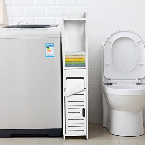 Gabinetes de piso de baño, Almacenamiento de baño a prueba de humedad Impermeable Gabinete de piso de pie Organizador Armario Baño Aseo Estante de Silm para dormitorio Cocina Pasillo con capa de papel