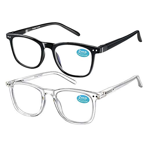 Gafas Bloqueo Luz Azul 2 piezas, Gafas Anti Luz Azul con Protección UV400, Gafas de Lectura Lentes Alta Transparencia, Gafas Ordenador Antideslumbrantesi Protegen la Fatiga Ocular de TV/PC, Unisex