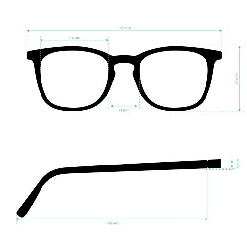 Gafas de Presbicia con Filtro Anti Luz Azul para Ordenador. Gafas Graduadas de Lectura para Hombre y Mujer con Cristales Anti-reflejantes. Klein +1.0 – TATE