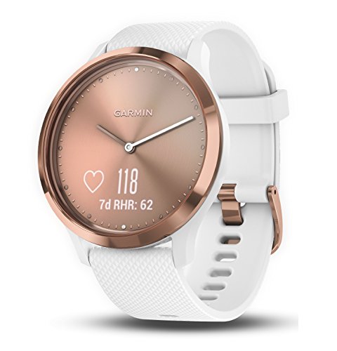 Garmin Vivomove HR Sport Rose Gold-White S/M Monitor Actividad, Adultos Unisex, Oro Rosa