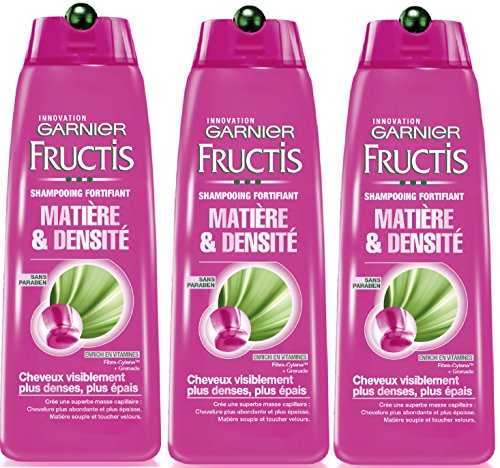 Garnier – Fructis materia & Densidad – Champú fortifiant Cabello (Manque de densidad Volume –  – Juego de 3