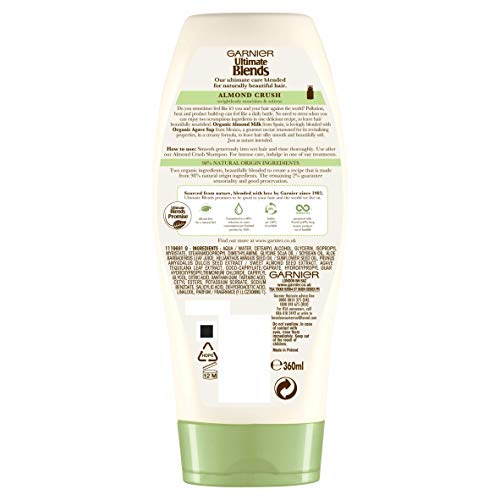 Garnier Ultimate Blends Acondicionador | Almendra Crush con leche de almendras y savia de agave nutrición diaria para cabello normal | 360 ml