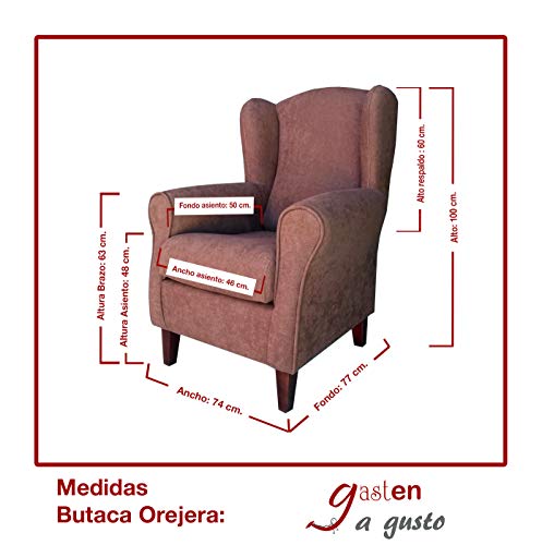 Gasten a gusto Sillón Butaca Orejera- Tela Anti-Manchas (Acualine), tamaño reducido para salón o Dormitorio. (Medidas : 103 * 74 * 78 cm.) para Ver la TV, Leer o Lactancia.… Marrón Chocolate