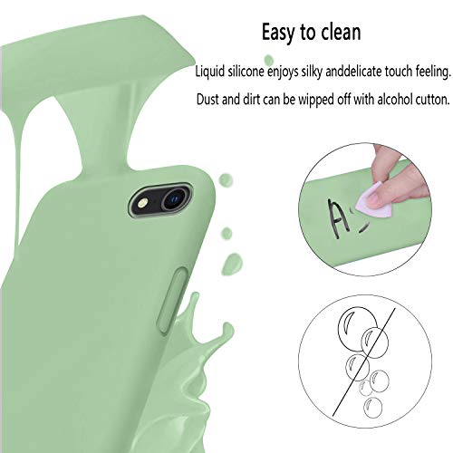 Genrics Funda con Cuerda para iPhone 8/ iPhone 7/ iPhone SE 2020, Carcasa de Silicona Líquida, Case con Correa Colgante Ajustable Collar Correa de Cuello Cadena Cordón, Verde