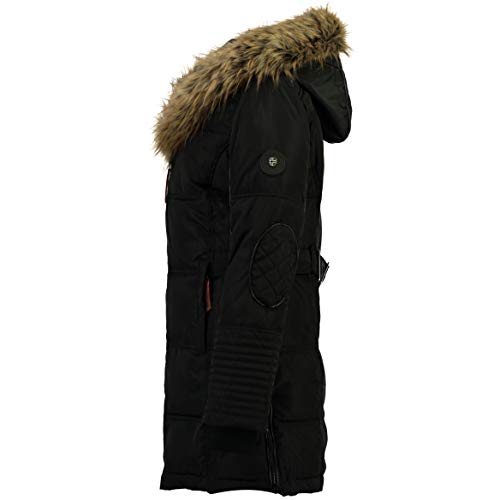 Geographical Norway Belissima - Chaqueta de invierno para mujer con capucha de piel XL negro S