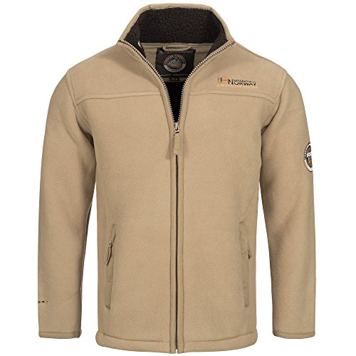 Geographical Norway ULMAIRE - Chaqueta de forro polar para hombre, forro polar cálido, forro de peluche, talla S-XXXL marrón claro L