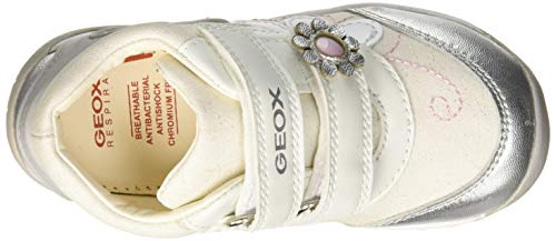 Geox B Each Girl G, Zapatillas para Niñas, Blanco (White/Silver C0007), 24 EU