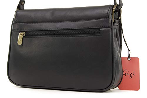 Gigi - OTH1008 - Bolso bandolera con solapa - Cuero - Negro