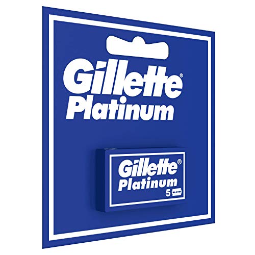 Gillette Platinum Hojas de Afeitar de Doble Filo para Hombre, 5 Recambios