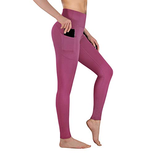 Gimdumasa Pantalón Deportivo de Mujer Cintura Alta Leggings Mallas para Running Training Fitness Estiramiento Yoga y Pilates GI188 (Begonia Rosa, S)