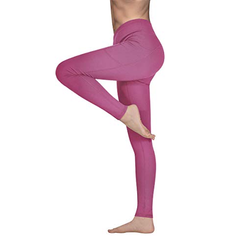 Gimdumasa Pantalón Deportivo de Mujer Cintura Alta Leggings Mallas para Running Training Fitness Estiramiento Yoga y Pilates GI188 (Begonia Rosa, S)