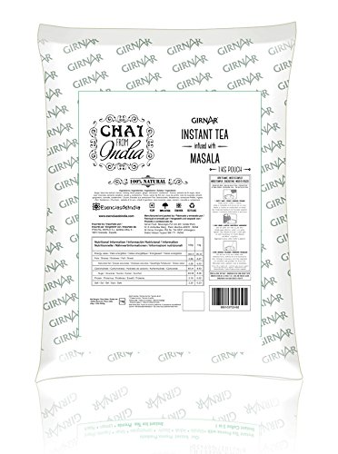 GIRNAR - CHAI DE LA INDIA CON MASALA 100% NATURAL, SIN LECHE - Bolsa de 1KG a granel. Té Instantáneo con Especias de la India