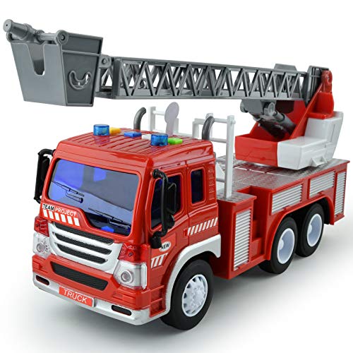 GizmoVine Coche Juguetes para 2 Años 3 Años Niños Chicos, Temprana Educación camion de Bomberos Autos Juguete Regalos para Pequeños Y Niño Navidad Cumpleaños (1PCS Camión de Bomberos)