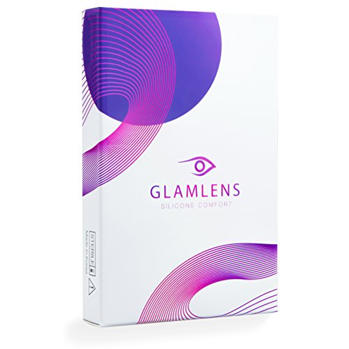 GLAMLENS lentillas de colores azules Grace Blue + contenedor. 1 par (2 piezas) - 90 Días - Sin Graduación - 0.00 dioptrías - blandos - Lentes de contacto azul de hidrogel de silicona