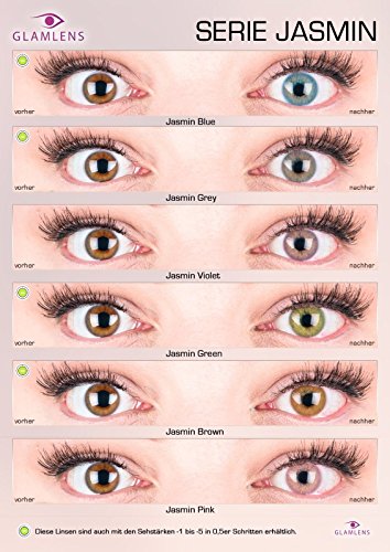 GLAMLENS lentillas de colores marrones Jasmine Brown + contenedor. 1 par (2 piezas) - 90 Días - Sin Graduación - 0.00 dioptrías - blandos - Lentes de contacto marrón de hidrogel de silicona