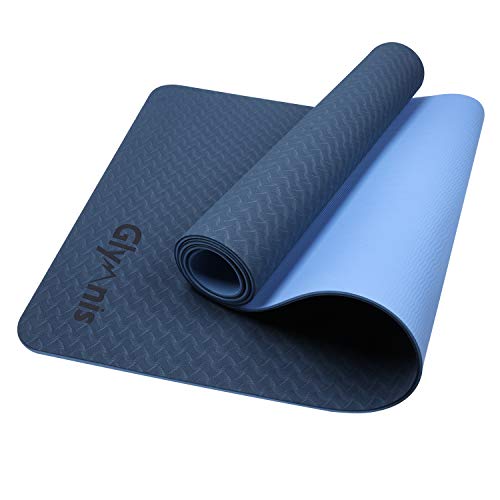 Glymnis Esterilla Yoga Antideslizante Colchoneta Yoga Mat Esterilla Deporte de Material Ecológico TPE Esterilla Pilates con Correa 183mm x 61mm x 6mm Azul