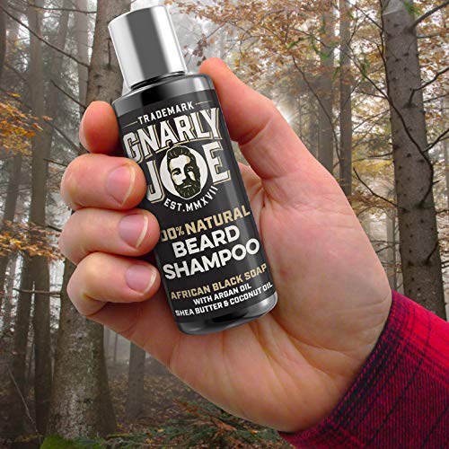 Gnarly Joe Champú 100% Natural para el Cuidado de la Barba | Contiene Jabón Negro Africano, Aceite de Argán, Manteca de Karité y Aceite de Coco | Perfecto para la Piel Sensible | 250 ml (100ml)