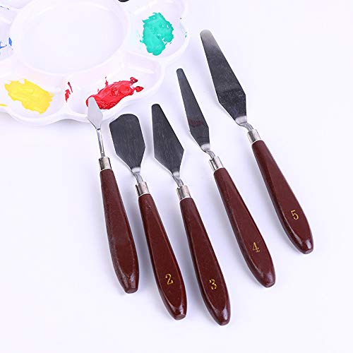 Gobesty Paint Brushes Set Artist, Oil Painting Brush and Knife Set Palette Knife Painting Tools, Paint Brushes Set Nylon Hair Brush, 5 Pcs Palette Knife Set with 10 Pcs Painting Brush