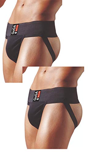 GoGA - Correa Deportiva para Hombre (algodón, con Bolsillo para Taza), Hombre, 2 Pack (Black), Extra-Small