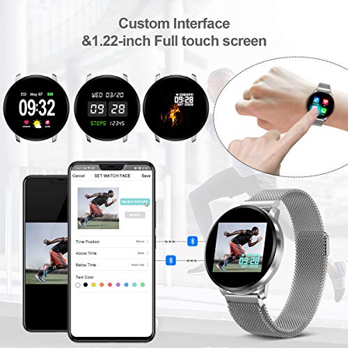 GOKOO Smartwatch Fashion para Hombre Mujer Impermeable Reloj Inteligente Monitores de Actividad Fitness Tracker con Monitor de Sueño Pulsómetros Podómetro Compatible con iOS Android Huawei