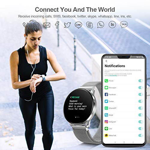 GOKOO Smartwatch Fashion para Hombre Mujer Impermeable Reloj Inteligente Monitores de Actividad Fitness Tracker con Monitor de Sueño Pulsómetros Podómetro Compatible con iOS Android Huawei