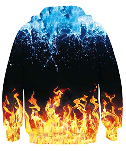 Goodstoworld Sudaderas con Capucha 3D Disparo Anime Fantasía Hoodie Estampado Pullover Tendencia Sweatshirt Otoño Invierno para Chicas Niño Niña Fuego Azul 14-16 años