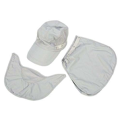 Gorra de Protección Solar Anti-UV con Máscara Extraíble Sombrero Tapa de Cuello y Face Flap para Ciclismo, Senderismo, Pesca, para Hombres Mujeres ( Color : Gris )