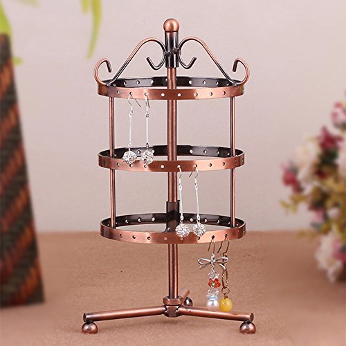 Gosear 72 Hoyos Metal Rotativo Soporte de exhibición para Pendiente Collar Joyas Pantalla Bronceador