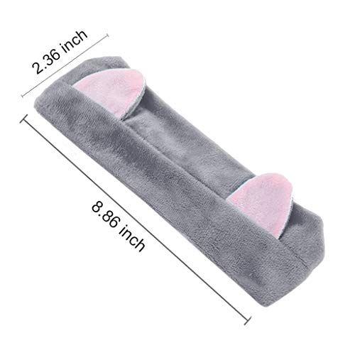 GOTONE - Diadema elástica para lavar la cara, diseño de gato, ideal para ducha o spa, pelo de coral, 6 piezas (blanco, rosa, rojo rosa, café, gris, negro)