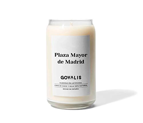 GOVALIS Vela Plaza Mayor de Madrid | Perfumadas y Aromáticas | Cera de Soja & Coco 100% Natural – Velas Recuerdos Relajación Decorativas Cumpleaños Regalos Originales – 70-90 h – 390 g